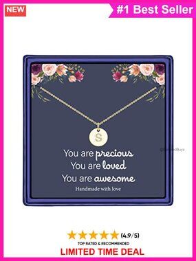 14K Gold Plated Disc Initial Pendant Necklace 16+2 in Lobster Clasp Gift Box